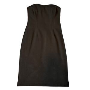 Banana Republic Black Strapless Sheath Dress Ribbed Bodice Back Zip/Slit Size 6